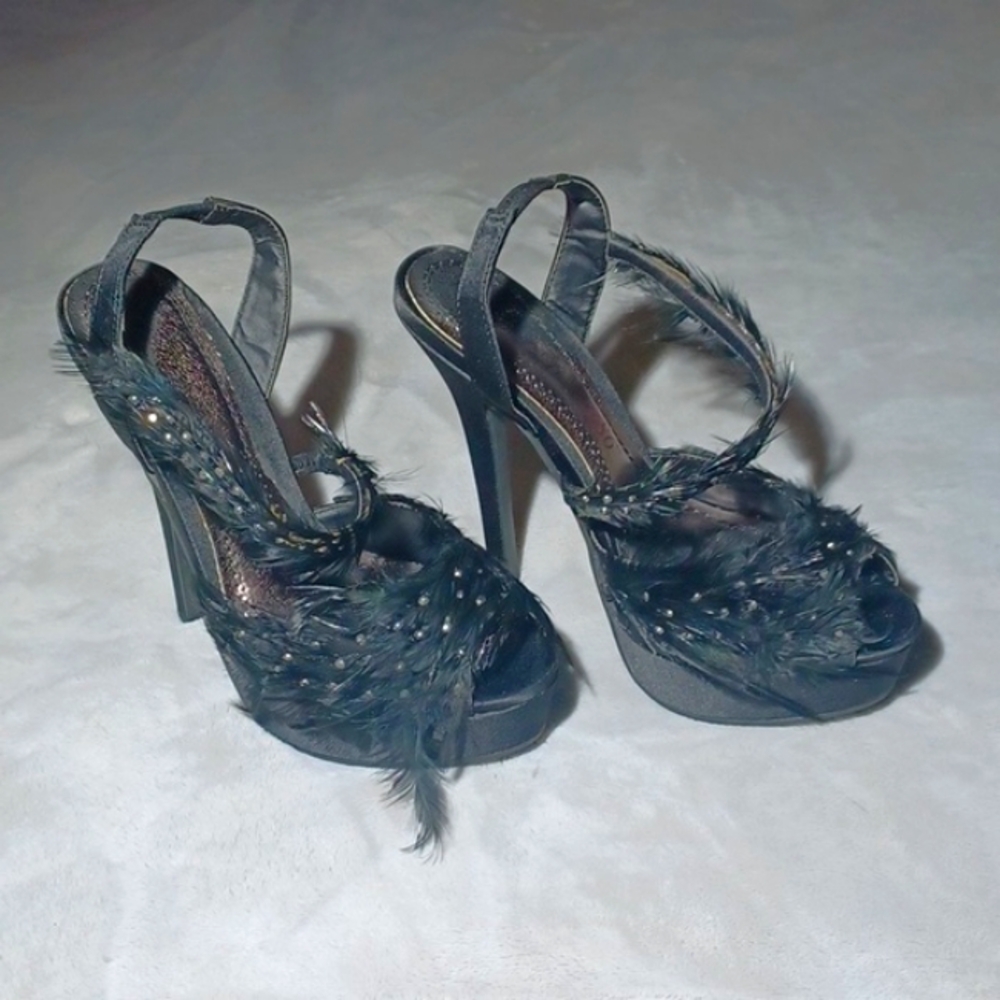 Feather Black Heels